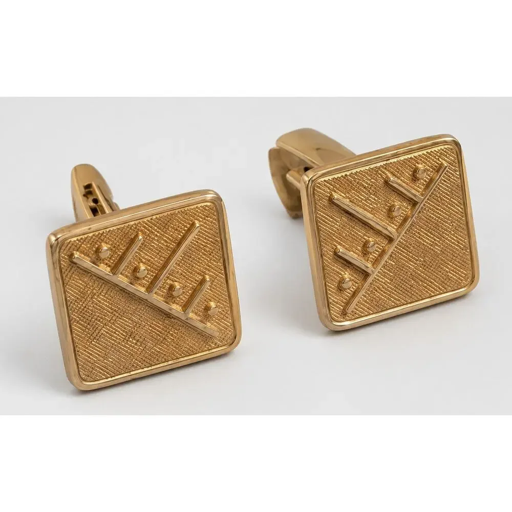 Vintage Silver-Tone Cufflinks Mid-Century‎ Modern Men’s Jewelry 5/8